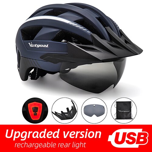 victgoal bike helmet with usb rechargeable rear light