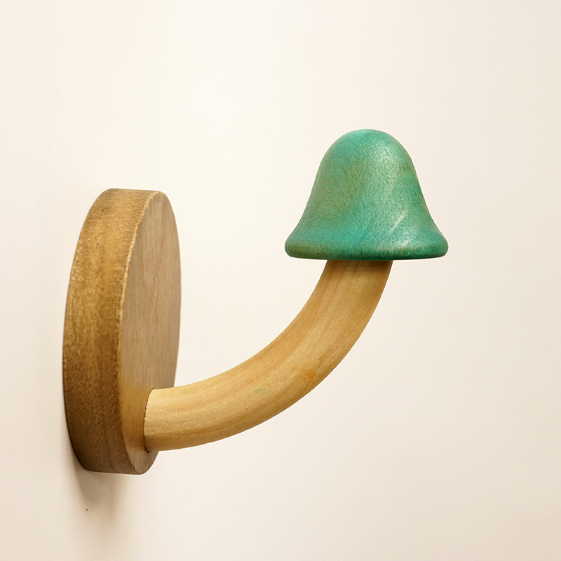 Wooden Coat Hooks Hanging Storage Hooks Mushroom Wood Hooks Multipurpose Storage Hooks Wall Mount Coat Hanger Hooks