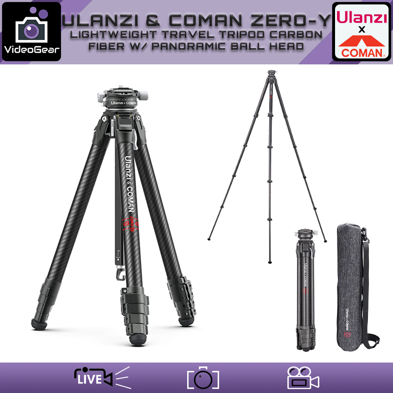 Ulanzi & COMAN ZeroY Lightweight Travel Tripod — (Full Carbon Fiber