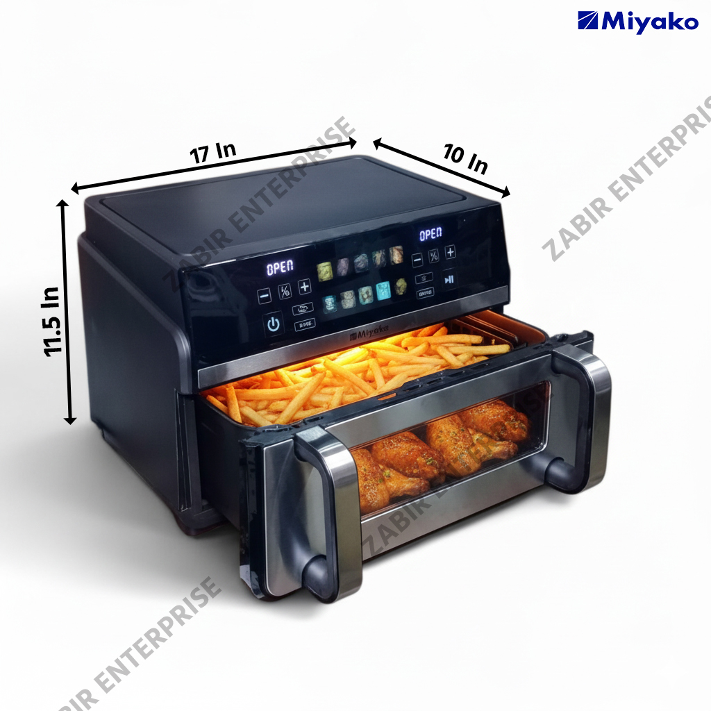 Miyako Air Fryer AF-1100 CG Non Stick Food Grade Inverter Tech Rapid Air Technology-11L Capacity 2400 WATT.