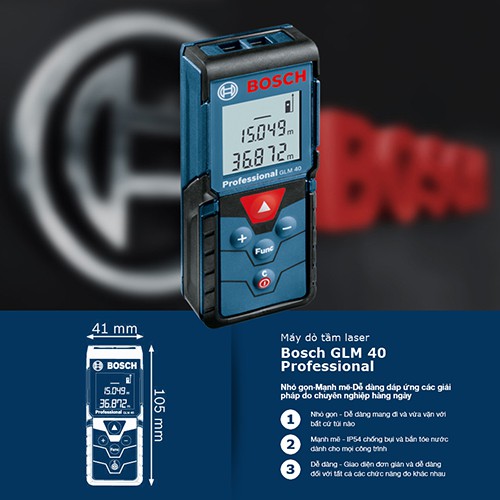 Máy đo kiểm tra khoảng cách laser Bosch GLM 40