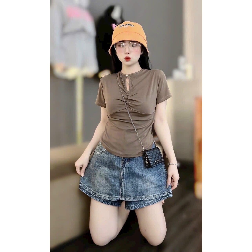 Áo phông rip nữ cổ tròn siêu hót
