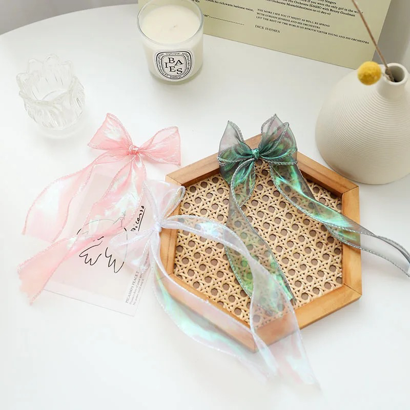 Ruy băng voan 4cm viền sóng màu cầu vồng