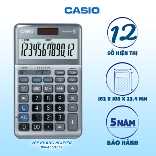 Máy Tính CASIO JF-120FM 12 Số Chính Hãng BITEX