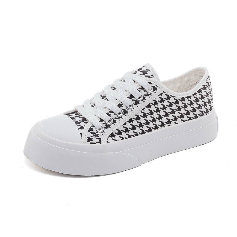 giày nữ vanvas sneaker thiết kế châm bi dáng basic đế cao su