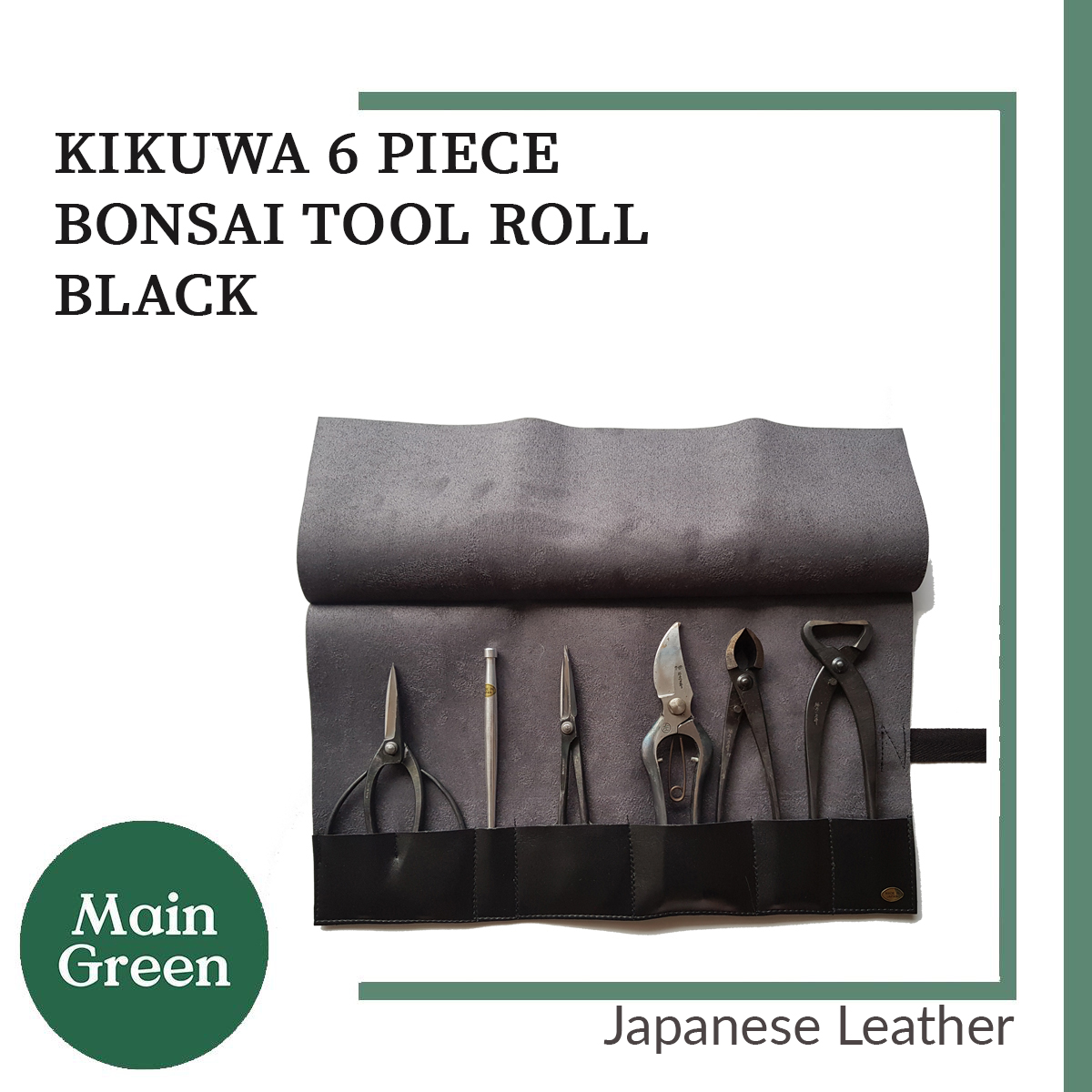 Kikuwa 68 piece Bonsai Tool Roll, Black Japanese Leather (Case ONLY