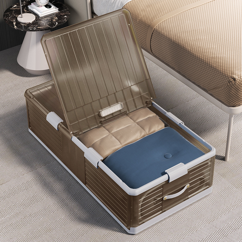 Folding storage cabinet under the bed, flat household storage box with wheels, drawer-type thickening storage box, compression storage box