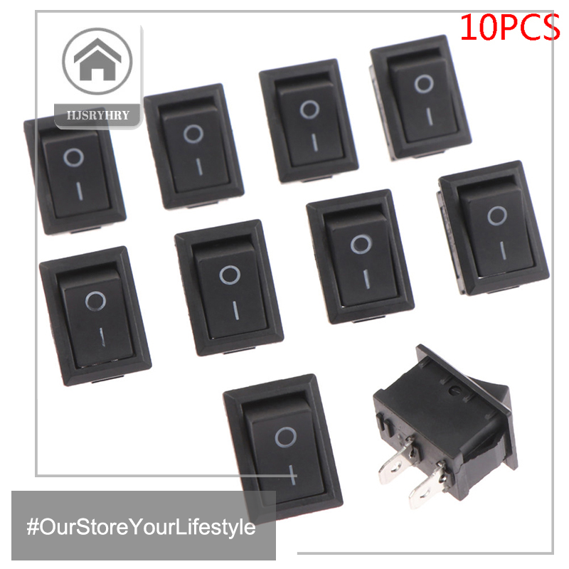 Hitn 10 chiếc công tắc rocker 21x15mm 2 chấu công tắc nguồn 6a/250vac bật tắt màu đỏ đen trắng