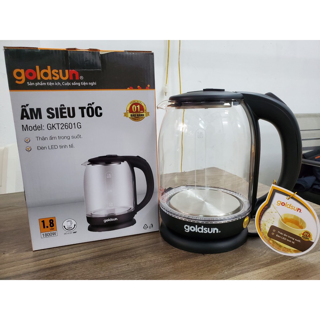 Ấm siêu tốc thủy tinh Goldsun 2601G
