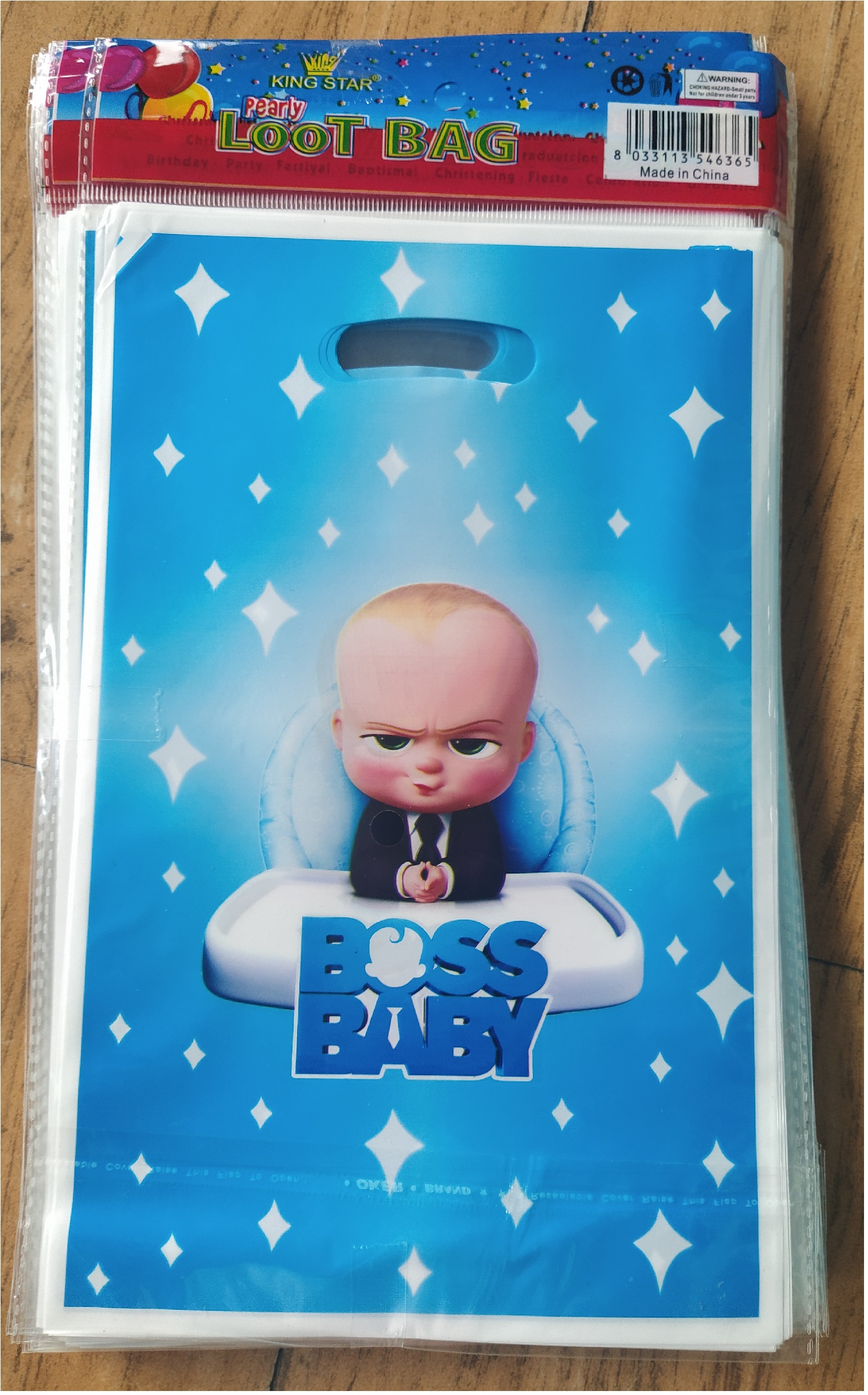 10pcs BOSS BABY LOOT BAG SMALL FOR KIDS PARTY approx 6.5 inches (width