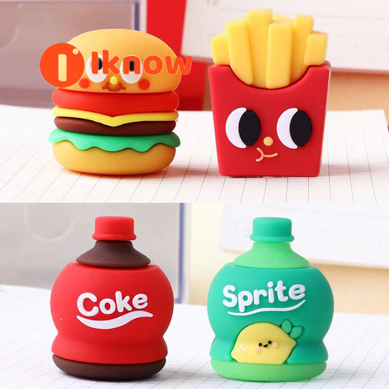 Manual Pencil Sharpener, Burger Fries Shape, Single Hole