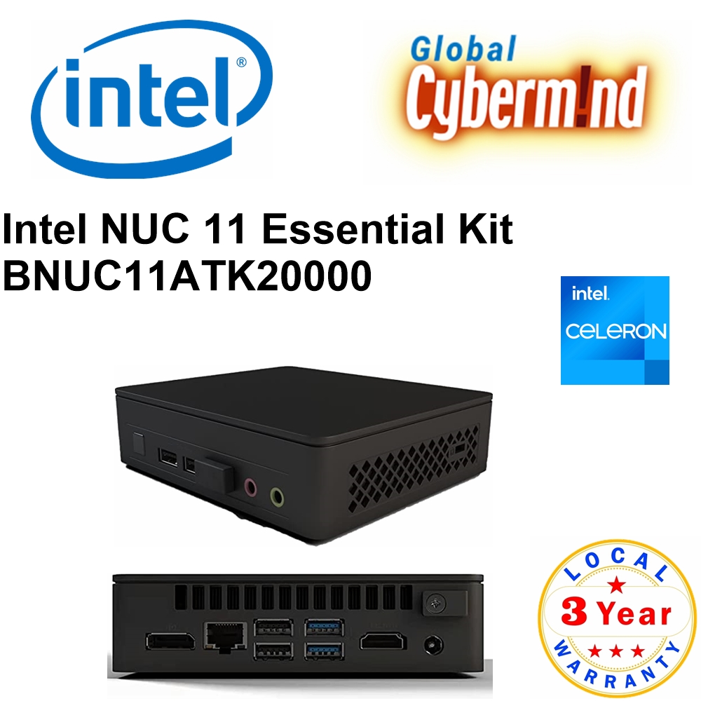 Intel NUC 11 Essential Kit Mini PC BareBone NUC11ATK Include: Intel® Celeron®  Processor N4505 (4M Cache, up to 2.90 GHz), Intel Wireless-AC 9462, and 65W  AC Adaptor (Brought to you by Global