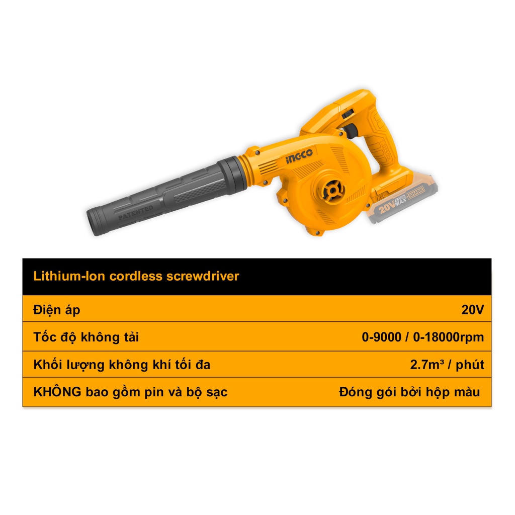 Máy thổi bụi dùng pin 20V CABLI20018