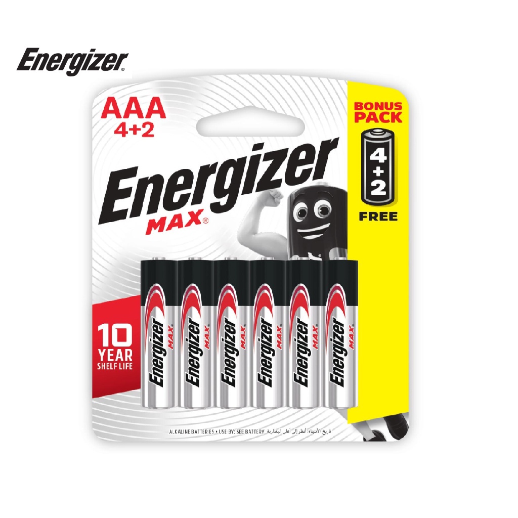 Pin AAA Energizer Max E92 BP4+2 - Vỉ 4 Tặng 2