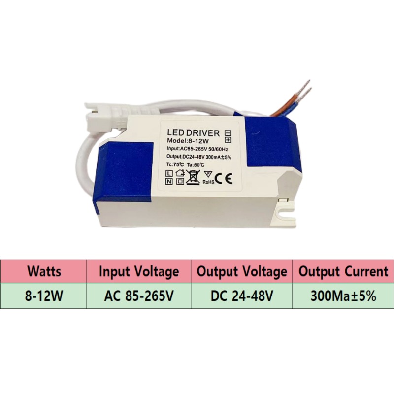 BlueSky LED Driver Power Supply, Constant Current Isolation Wide Voltage Driver Power Supply, Suitable for Lamps, 1-3W, 3-5W, 4-7W, 6-9W, 8-12W, 12-21W, 18-24W , 24-36W, 30W, 36-48W, 36-54W, 54-75W