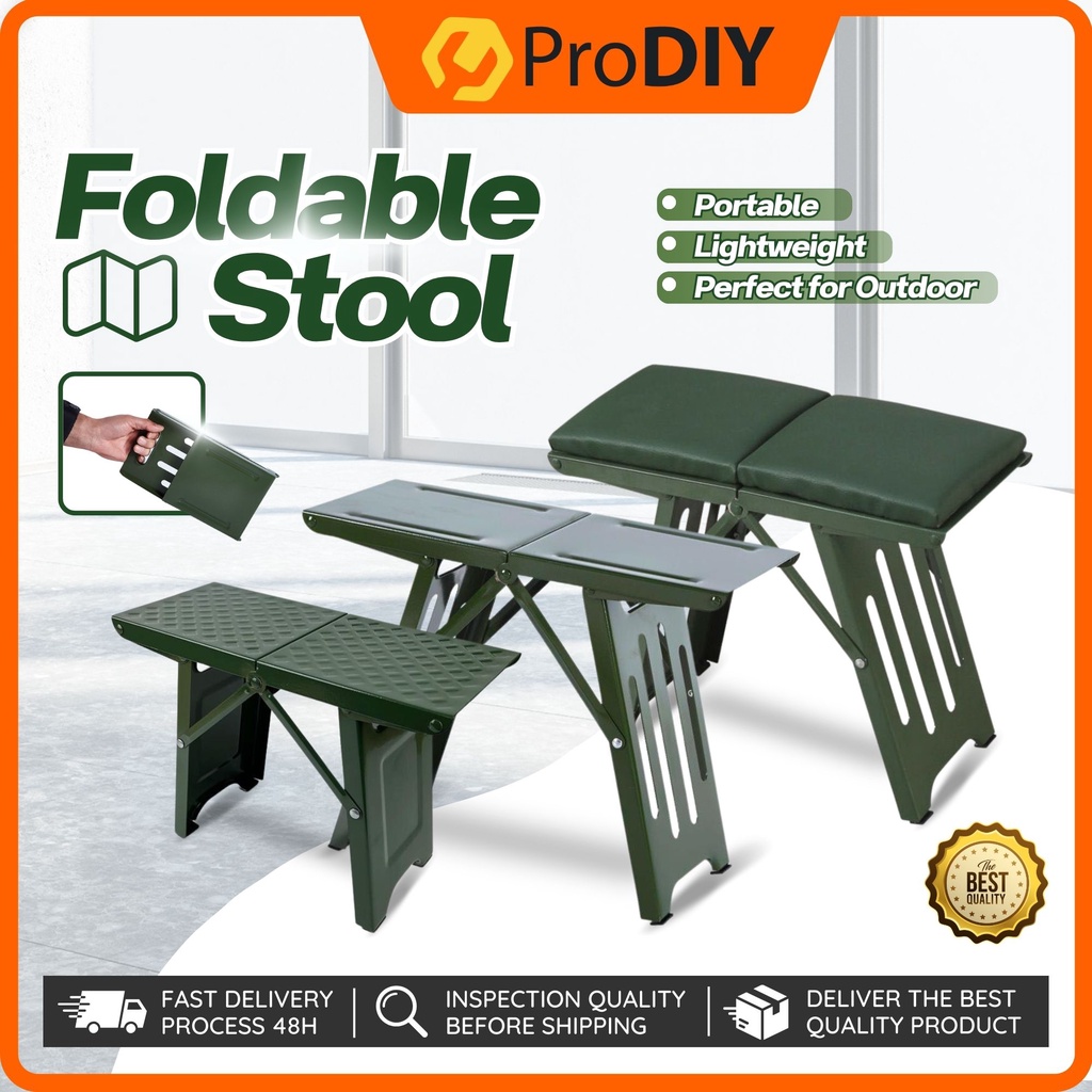 Foldable Stool with Cushion Portable Easy Carry Comfort Green - Main Image