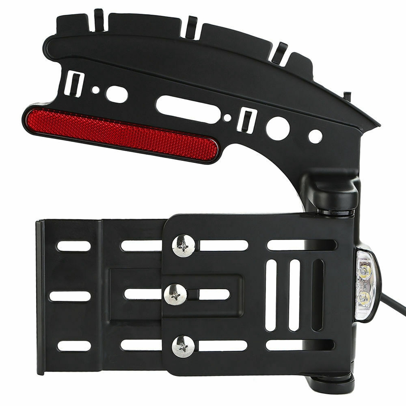 Motorcycle Vertical Side Mount License Plate Bracket w/LED Tail