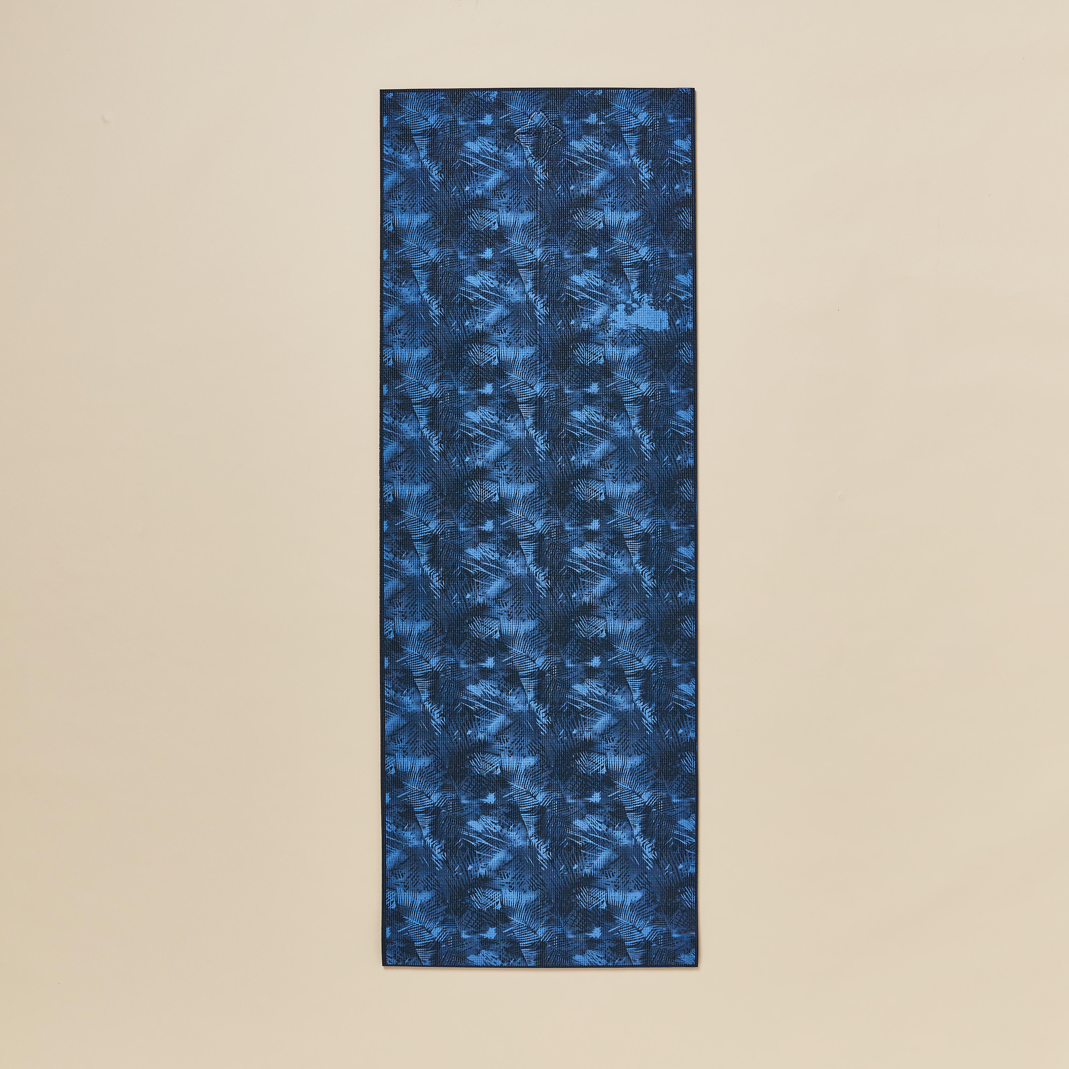 Decathlon Yoga 8 Mm Thickness Comfort Yoga Mat - Dark Blue Palm