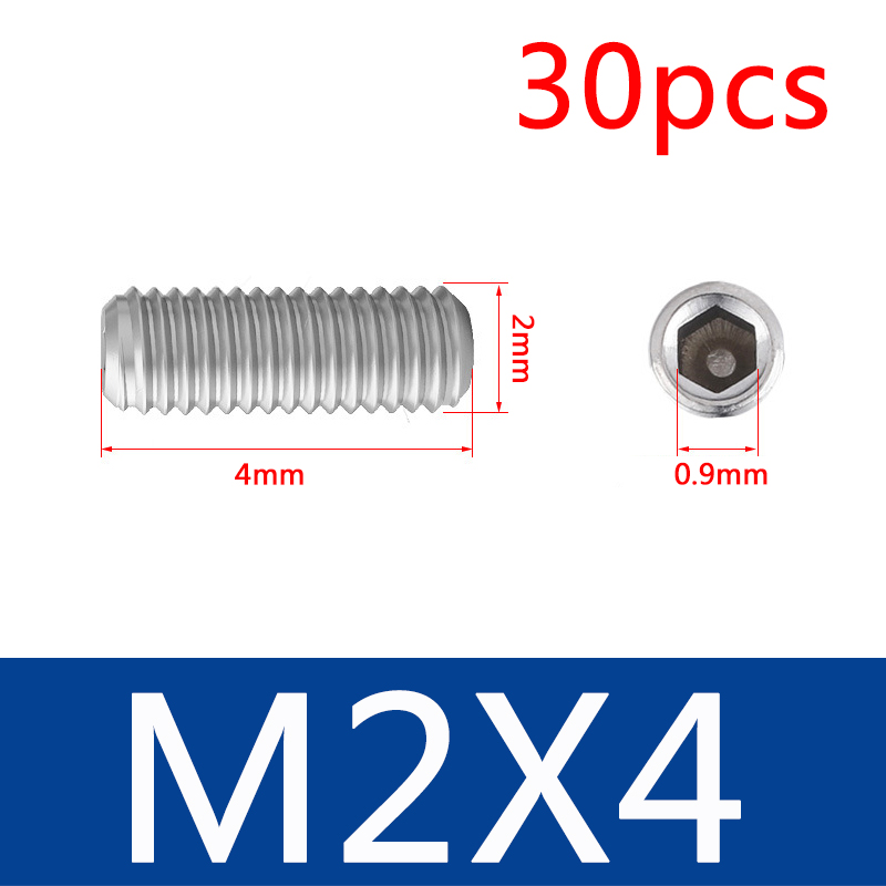 304 stainless steel flat end set screw with internal hex socket no-head machine screw m2 m2.5 m3 m4 m5