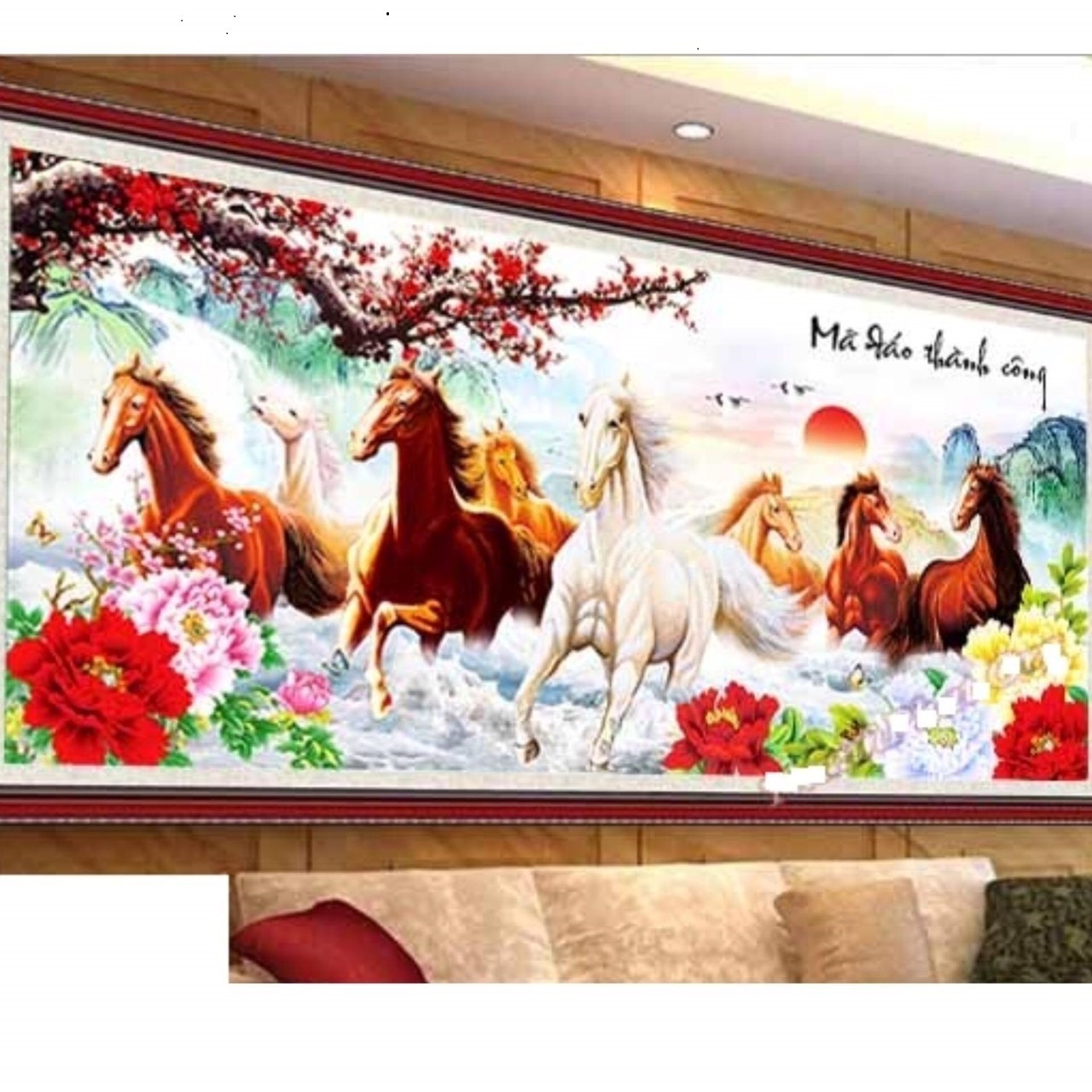 Tranh đính đá khổ lớn 230x110cm mã đáo thành công