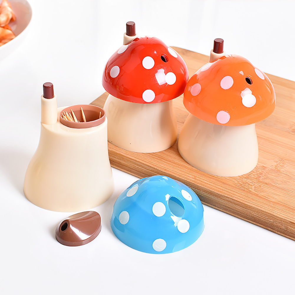 1Pc Portable Home Bar Mushroom Automatic Toothpick Storage Box Dispenser Holder