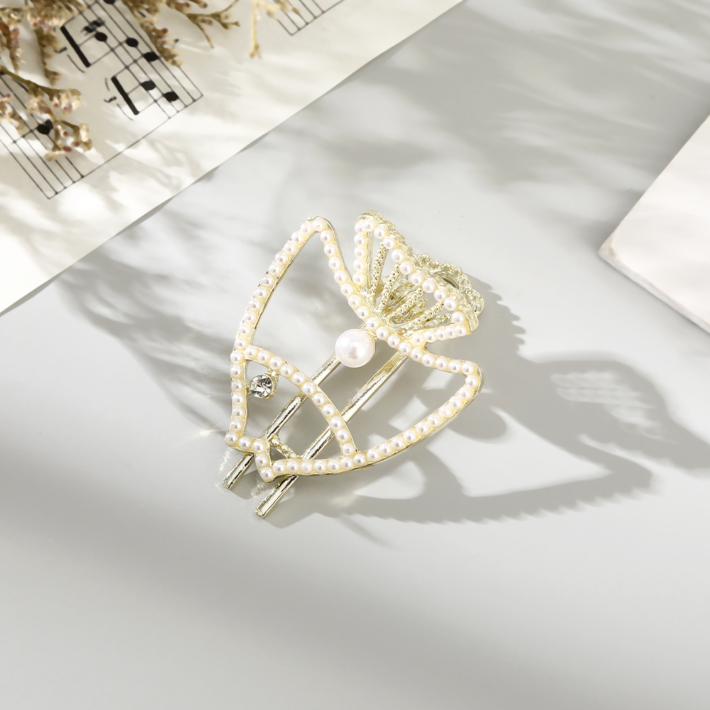 Haimeikang Fashion Retro Hair Clip Korean Butterfly Pearl Tassel Hair Grab Hairpin Hair Accessories for Women