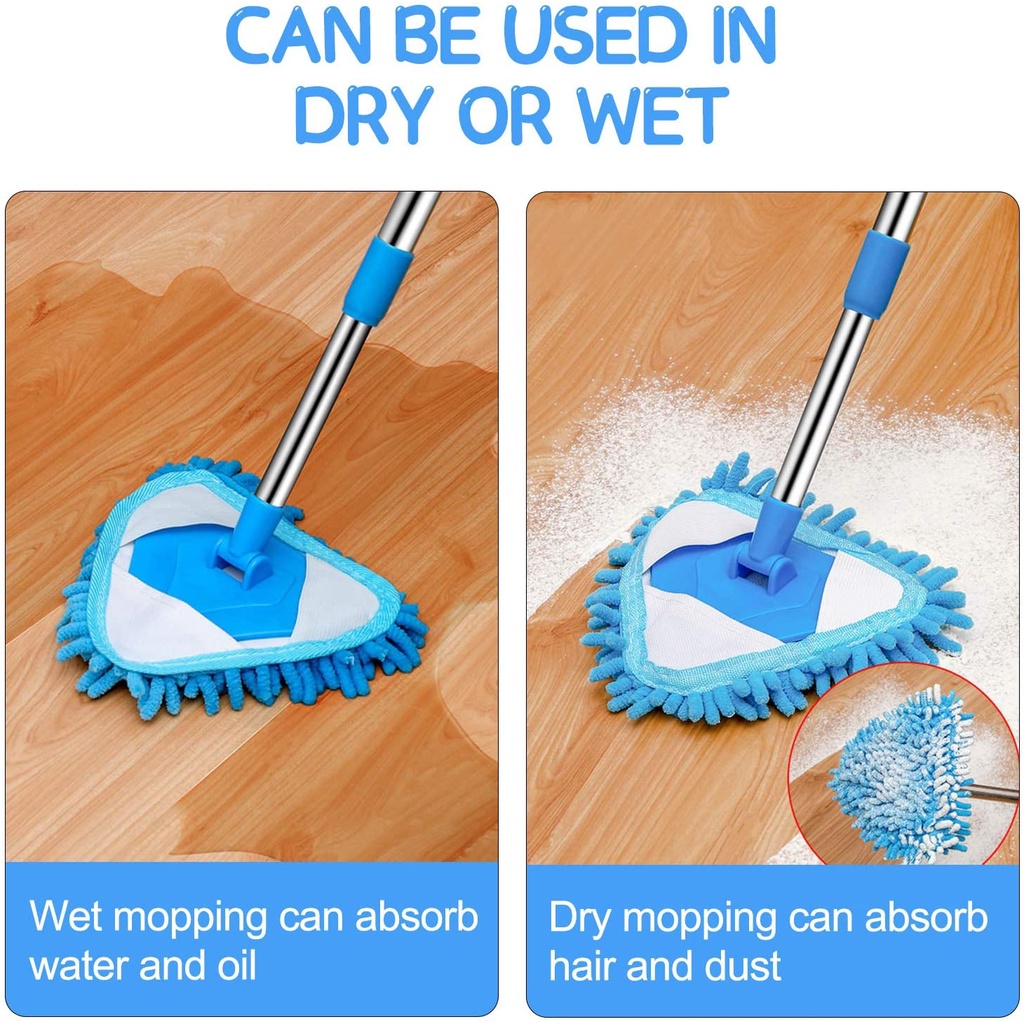 Multifunctional 180 Degree Rotatable Adjustable Triangle Cleaning Mop / Chenille Replacement Head Tile Floor Cleaning Brushes Household Clean Tool