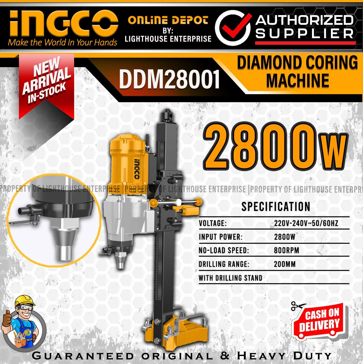 INGCO 2800W Diamond Coring Machine (DDM28001) LIGHTHOUSE ENTERPRISE