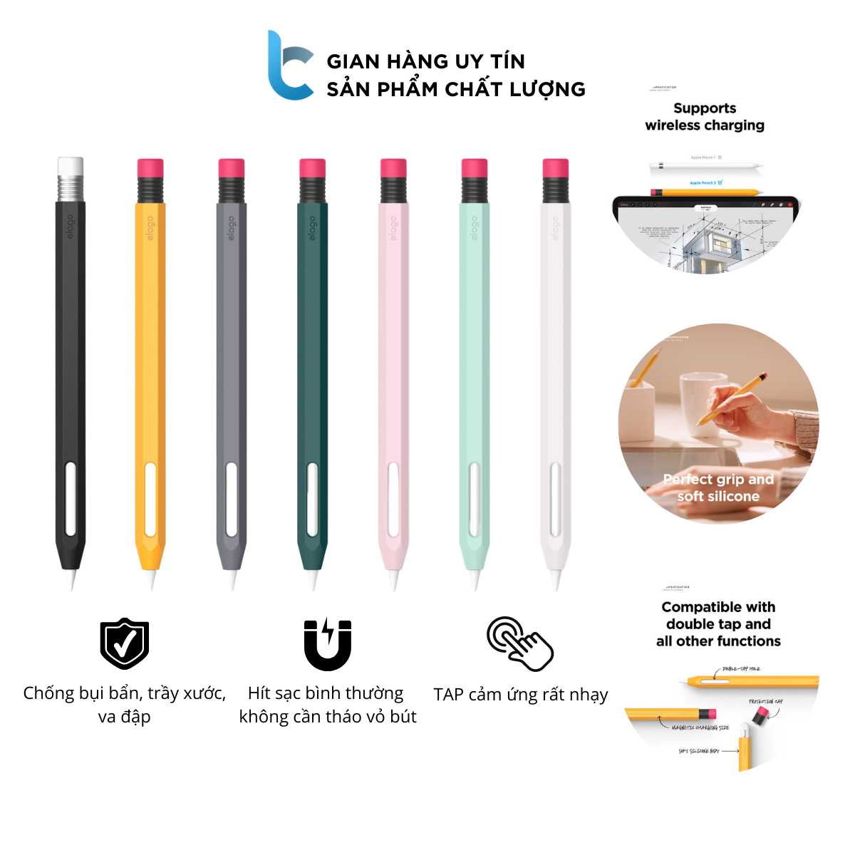 Ốp Case Silicon Apple Pencil 2 Kiểu Bút Chì ELAGO Chống Bẩn, Chống Trầy thumbnail