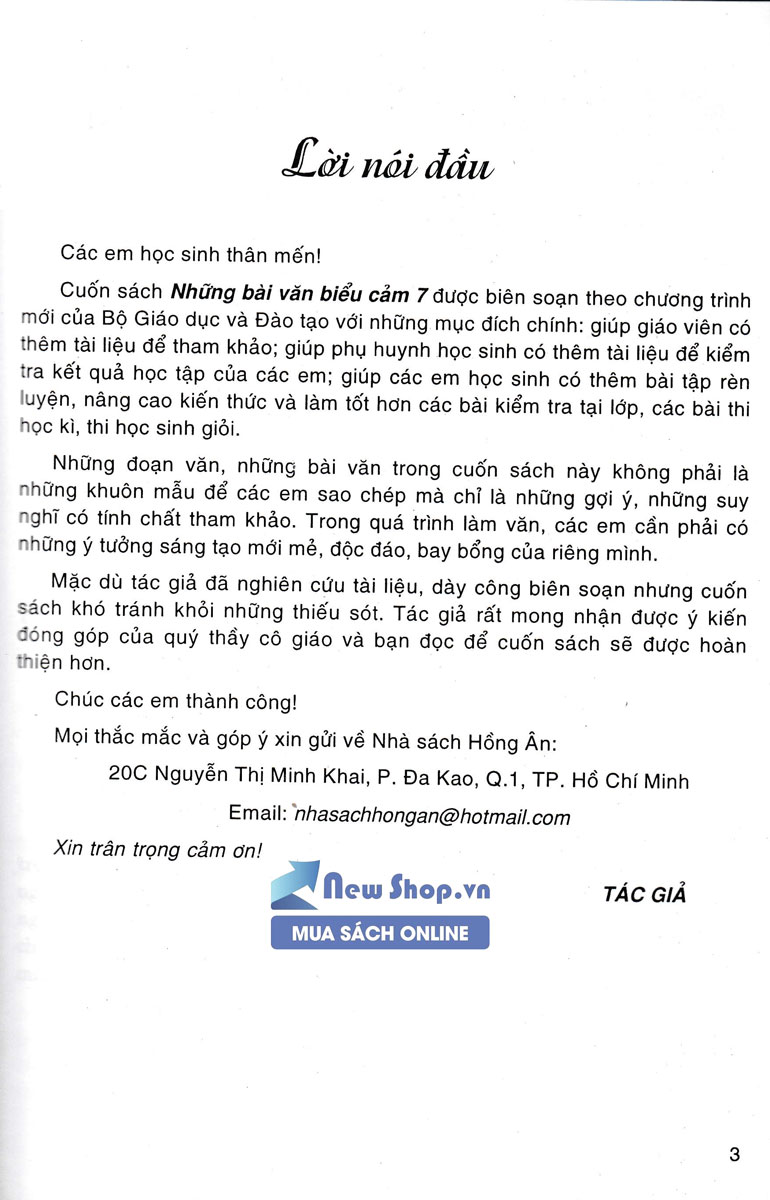 Sách - Những Bài Văn Biểu Cảm 7 (Dùng Chung Cho Các Bộ SGK Hiện Hành) (HA) - Newshop