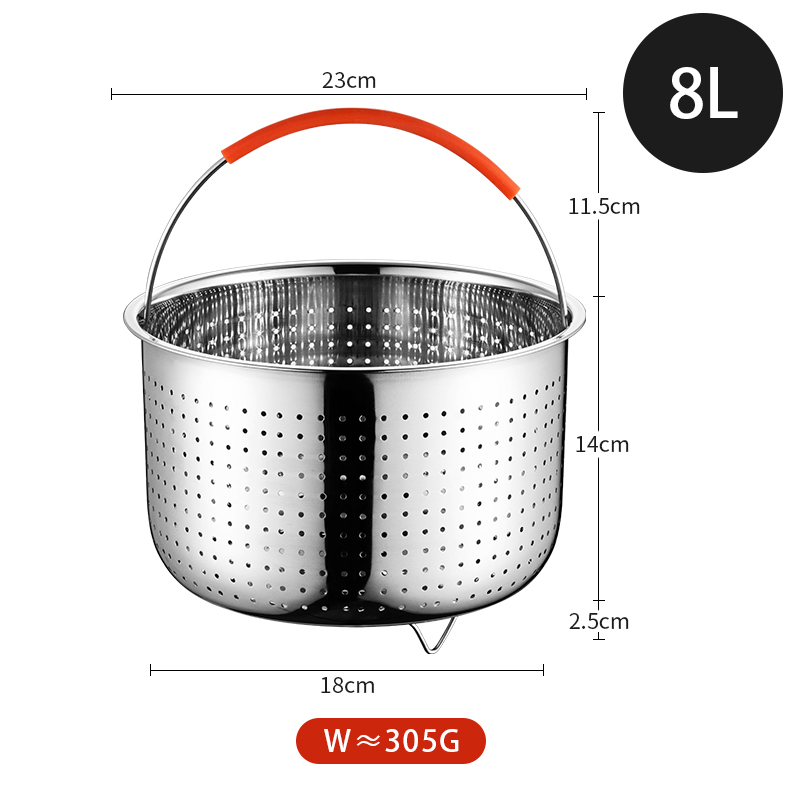 JustLiving 304 Stainless Steel Rice Cooker Steamer Basket Insert with Silicone Handle Vegetable Steamer Basket Steamer Basket for Instant Pot Steamer Basket Pressure Cooker Strainer/ Divider/ Egg Steamer Rack