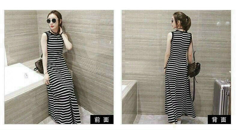 ĐẦM MAXI THUN SỌC VIỀN BO