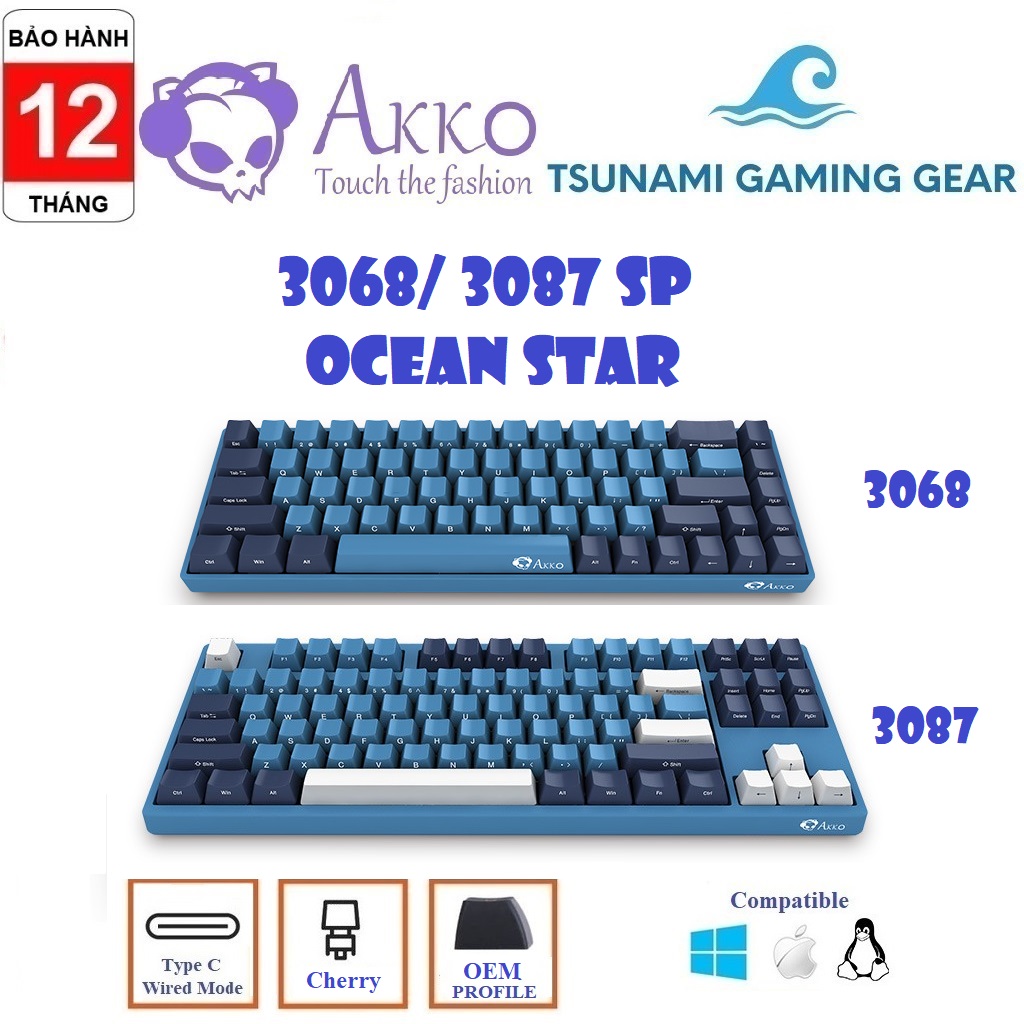 Bàn phím cơ Akko 3068SP/ 3087 SP Ocean Star, sản phẩm tốt với chất lượng, độ bền cao và được cam kết sản phẩm y như hình