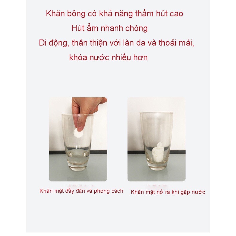 Combo 10 cái - Khăn giấy nén dạng viên kẹo MÀU ĐỎ Hàn Quốc, khăn lau mặt du lịch gọn gàng