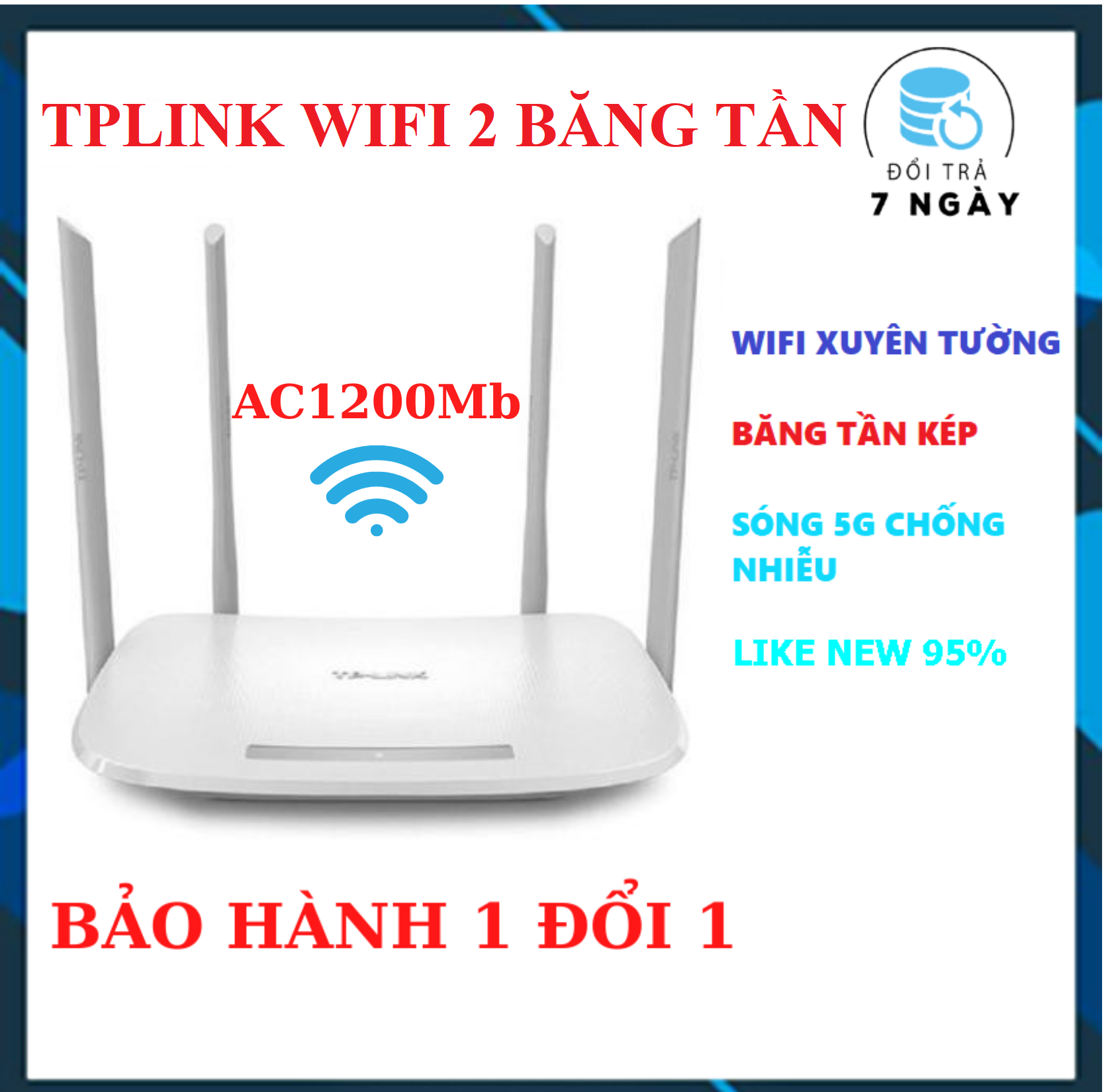 [TẶNG MGG 10K] Bộ phát wifi TPLink 4 râu 6300/5620 LIKE NEW 95% Sóng Xuyên Tường - Modem Wifi băng...