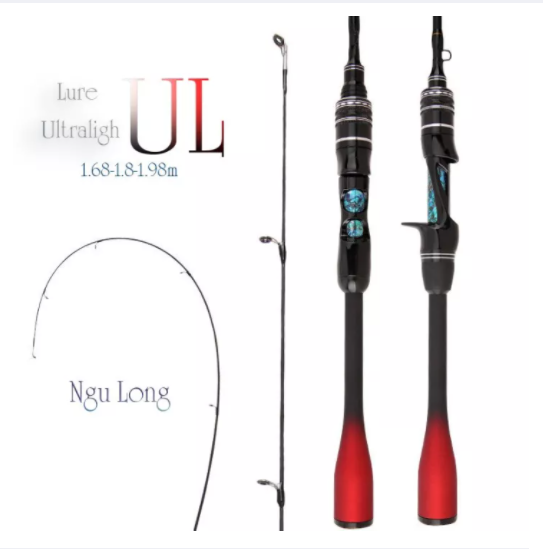 Cần câu cá - Cần câu lure cao cấp ul ultraligh ngọn đặc siêu dẻo cán carbon CM19