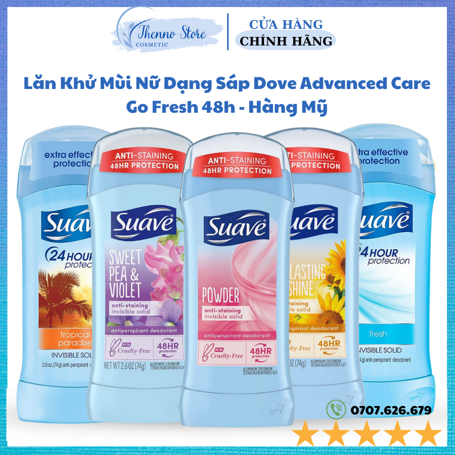 Lăn Sáp Khử Mùi Suave 24h Protection Invisible Solid 74g - Mỹ