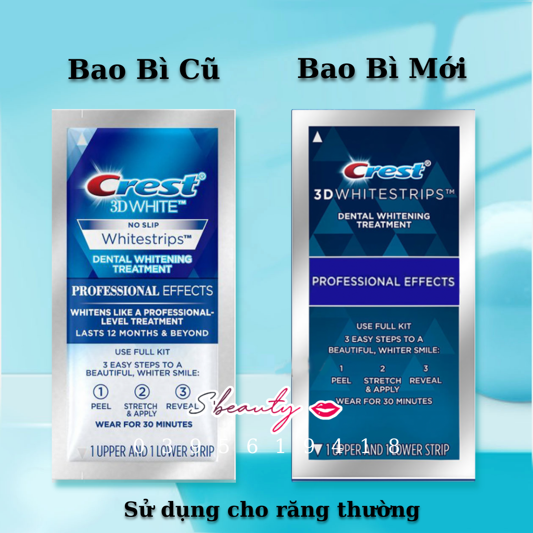 Miếng dán trắng răng Crest 3D White Professional Effects - Miếng dán làm trắng răng Crest chính hãng Mỹ giúp răng trắng sáng và bền màu sau 1 liệu trình sử dụng miếng dán Crest