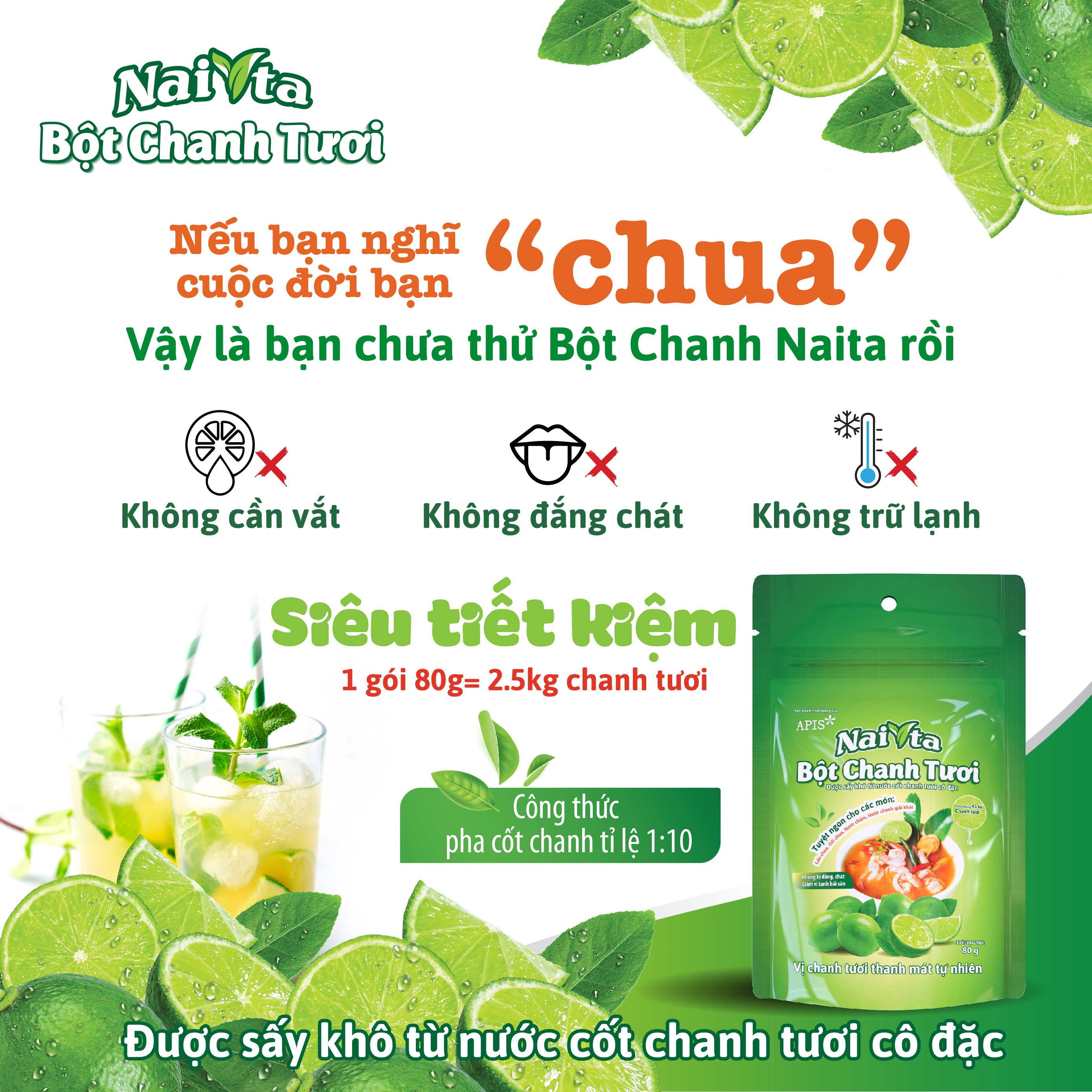1 Túi Bột Chanh Naita 80g