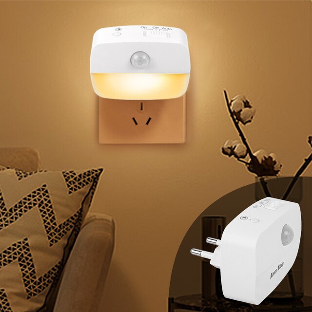 LED Night Light With PIR Motion Sensor Light Wall Plug in Night Lamp Bedroom Decor Socket Lamps For Closet Aisle Hallway Pathway
