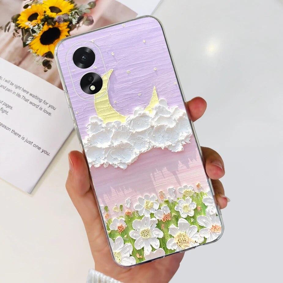 For Oppo A38 Case Oppo A18 CPH2591 Stylish Painted Cover Clear Silicone ...