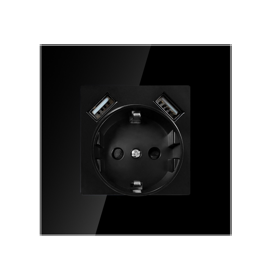 Cross-border 82 type USB socket tempered glass panel switch socket 5V2A concealed wall round box socket wholesale