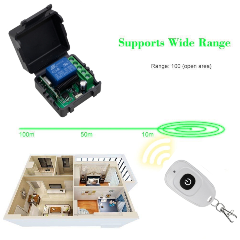 Aitemay 433 Mhz DC 12V 1CH Relay Module Receiver EV1527 Wireless Remote Control Switch for Garage Curtain Lamp Appliance