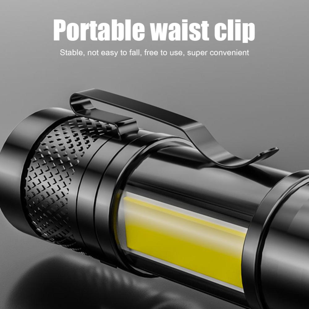 Portable Powerful Flashlight 3 Modes LED Flashlight Telescopic Zoom Camping Lantern USB Rechargeable for Outdoor Working