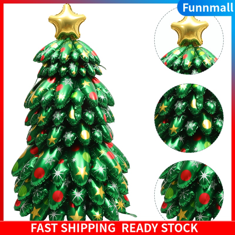 Funnmall Decor Xmas Ornaments Christmas Tree Balloon Statues Props Oversized Aluminum Film