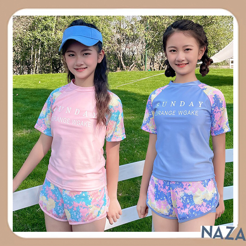 Đồ bơi cho bé gái hai mảnh thể thao 7-16 tuổi phong cách Hàn Quốc – NAZA BAG