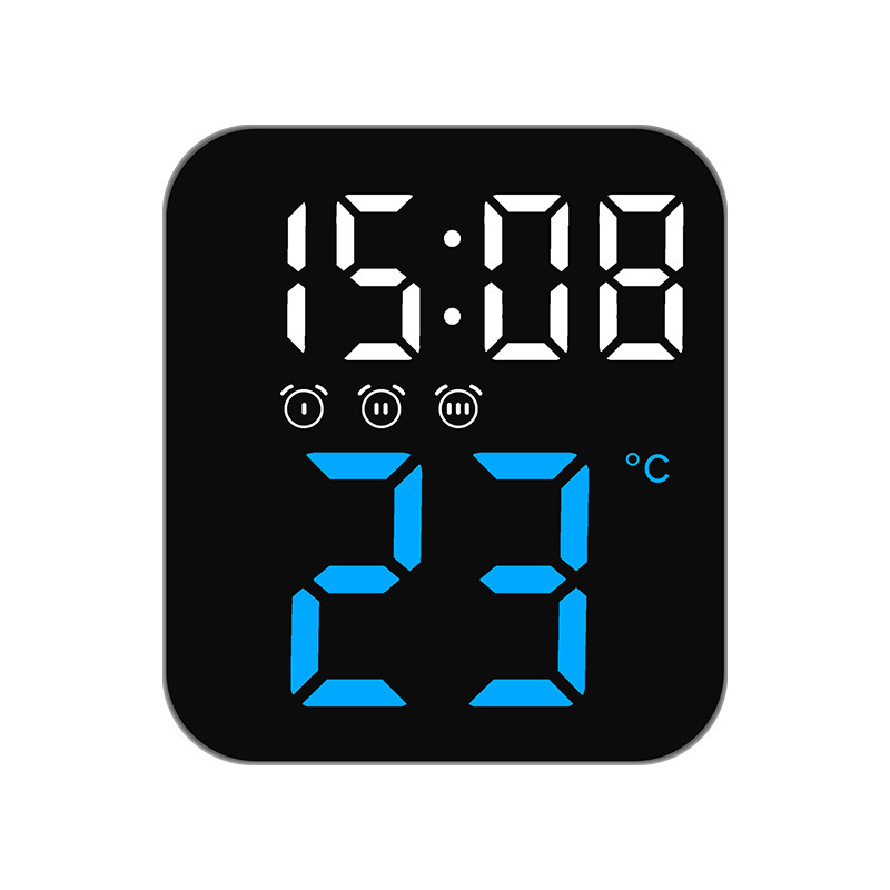 YONUO Electronic clock Creative temperature clock simple LED three sets of alarm clock porch wall clock multi-scene practical clock
