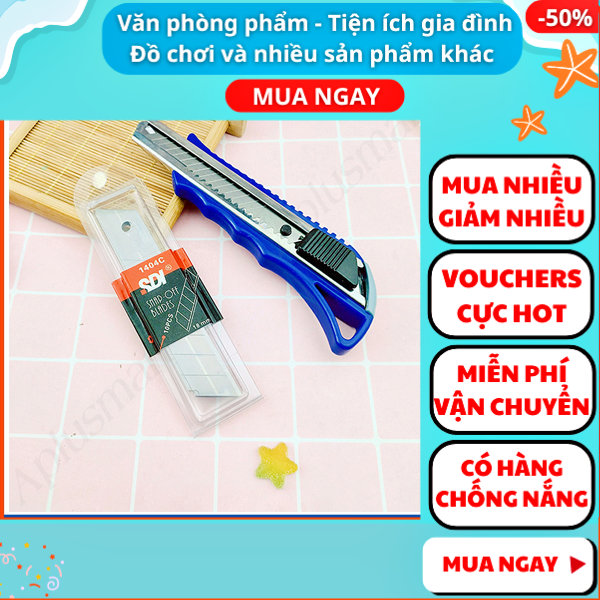 Combo 1 cây dao rọc giấy to HJ-229 và 10 lưỡi dao/ Combo 1 cây dao rọc giấy nhỏ  HJ-18 và 10 lưỡi dao✔dao roc giay ✔dao rọc giấy cao cấp ✔dao rọc giấy vừa ✔ dao rọc giấy văn phòng ✔dao rọc giấy bằng thép lưỡi lớn ✔ Aplusmart