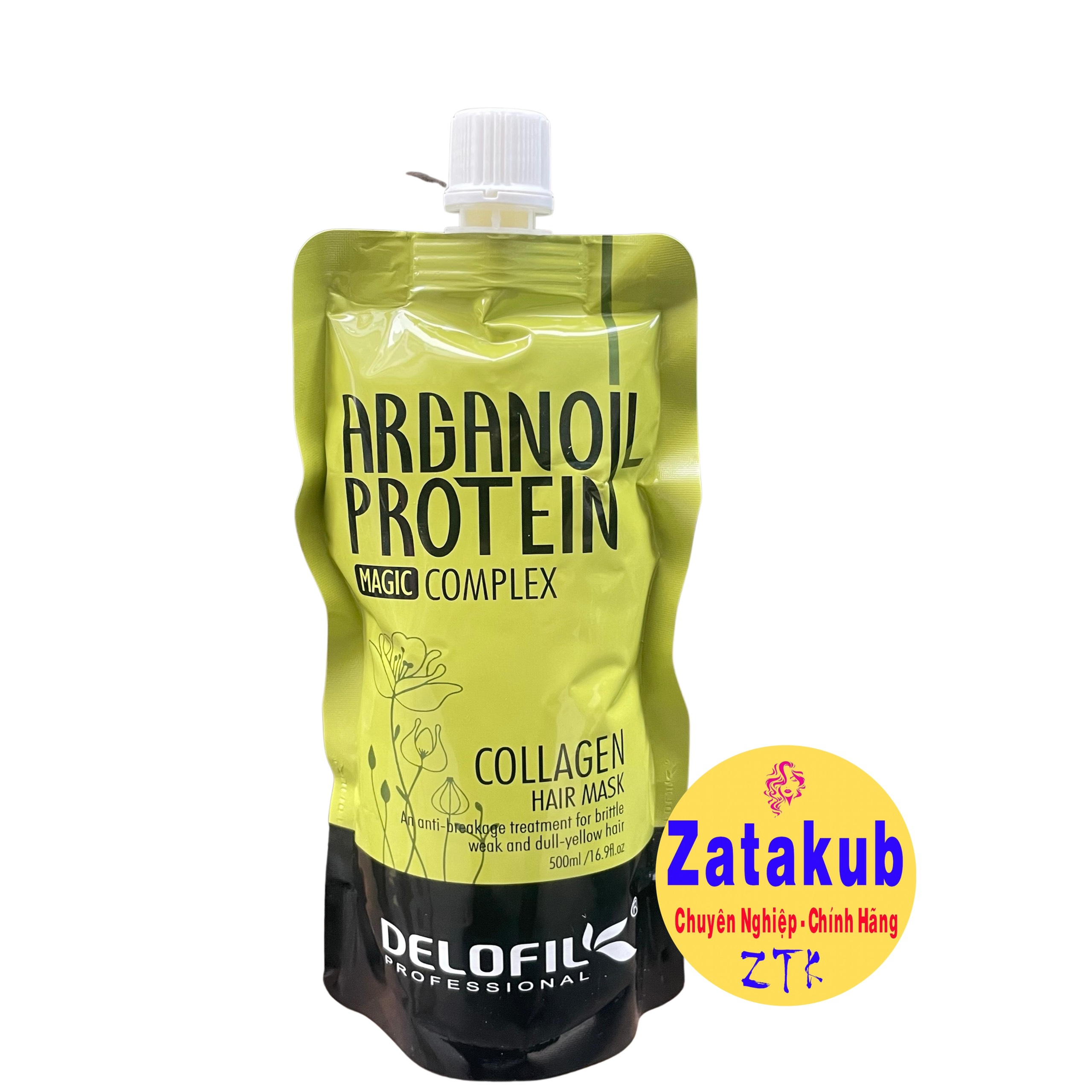 Hấp dầu Collagen Delofil Arganoil Protein siêu mượt 500ml (Túi)