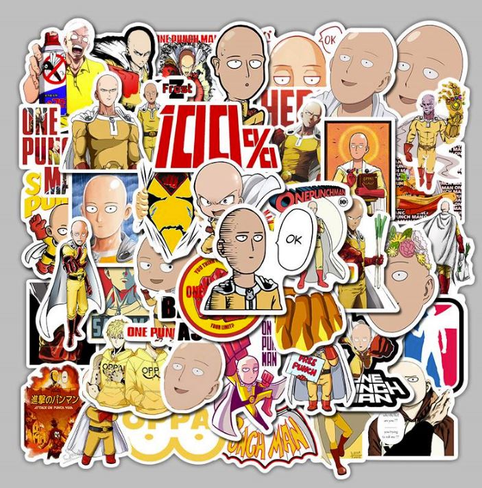 Sticker One-Punch Man nhựa PVC không thấm nước dán nón bảo hiểm laptop điện thoại Vali xe Cực COOL #250